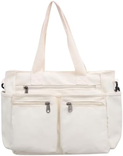 PromoHome Dames Schoudertas - Ruime Canvas Shopper met Meerdere Vakken