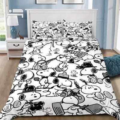Snoopy Dekbedovertrek 3D Prachtig 3D Print Vrolijke Hond Beddengoed Set Dekbed Bed Jeugd Huisdecoratie Meisjes Jongens Cadeau EU Single(135*200cm)3pcs