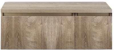 Frozen 3D Badmeubelset 120 cm - Greeplijst in Kleur - Wastafel Onderkast met Bovenblad Grain Oak