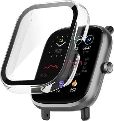 Strap-it Hard case hoesje met glasplaatje - geschikt voor de Amazfit Bip U / Bip U Pro - transparant