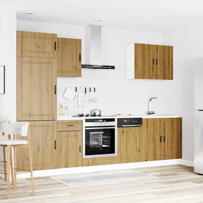 vidaXL - 7-delige - Keukenkastenset - Kalmar - bewerkt - hout - artisanaal - eiken