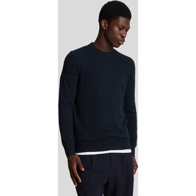 Lyle & Scott Lamswollen Trui met Ronde Hals - Marineblauw