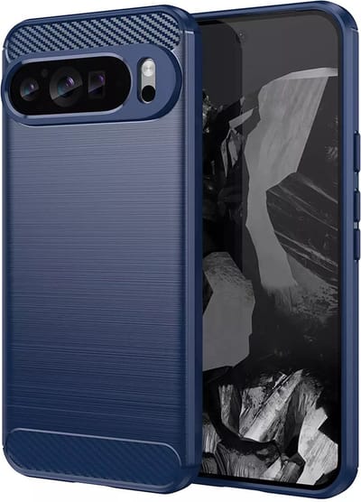Hoesje geschikt voor Google Pixel 9 Pro XL - Techsuit Carbon Silicone Back Cover - Blauw