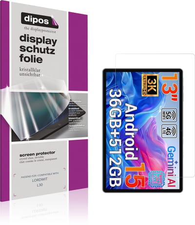 dipos – 2x Beschermfolie geschikt voor LORDWIT L30 | Krasbestendige & heldere Screenprotector Ultra-Thin