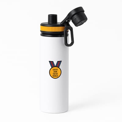 Hacebo® - liefste zoon van de wereld waterfles met draaidop oranje - Zoon - de liefste zoon - verjaardagscadeau - verjaardag - cadeau - cadeautje voor zoon - zoon artikelen - kado - geschenk - gift - water fles - 850ML