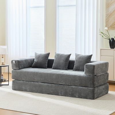 Pugsdrly Modulaire bank van chenille – ultrazacht, naar believen te combineren Met zijvakken voor opbergruimte en antislip onderkant. Perfect voor de woonkamer, de speelkamer of om te knutselen – creëer uw eigen wellnessruimte