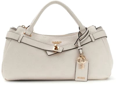 GUESS handtas schoudertas Ella Logo Girlfriend Satchel Stone Logo crème