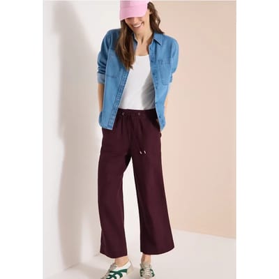 Broek met wijde pijpen in Loose Fit van linnenmix