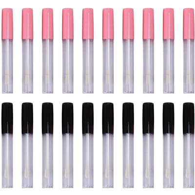 20 stuks Lege Lipgloss Tubes Containers Transparante Mini Navulbare Lippenbalsemflesjes met Applicatorborstel gray