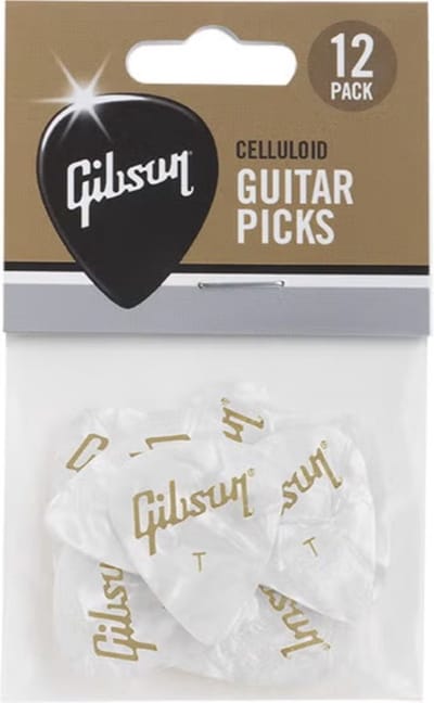 Gibson - Pearloid White - Plectrum - Thin - 12-pack