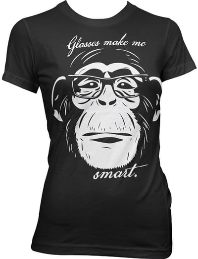 Hybris Glasses Makes Me Smart Girly T-shirt voor dames, zwart