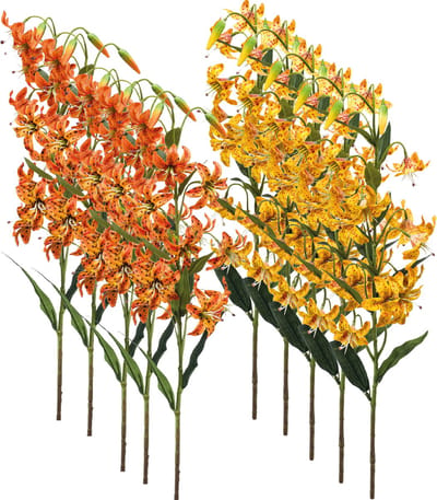 Emerald - Kunstbloem Lelie 80cm Oranje - Set van 10 - Kunstplant voor binnen