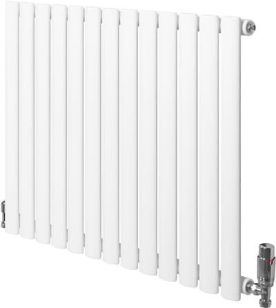 Ovale radiator 1 kolom - 600x780 mm - wit - thermostaatkraan