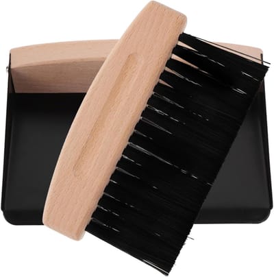 Reinigingsset Tafelblad - Mini Stoffer Blik - Bureau Schoonmaken - Lichtgewicht Compact - 15 cm - Zwart