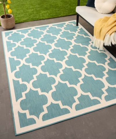 Retro buitenkleed - Flip Lucky turquoise 160x220