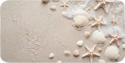 WC mat 120x60 cm - Antislip - Schelpen - Zeesterren - Strand - Toiletmat - Vloermat - Douchemat - Toilet tapijt - Toiletmatten