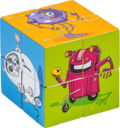 Educo Blokkenpuzzel Robots - Houten speelgoed - Houten puzzel - Educatief speelgoed - Kinderspeelgoed - 8 puzzelblokken