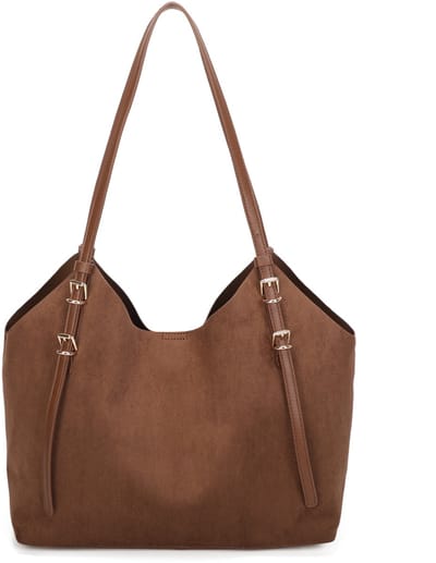 Gallantry® Dames Schoudertas – Ruime Handtas met Verstelbare Schouderbanden – Stijlvolle Shopper Tas met Binnenvakken – Geschikt voor Tablet en Kleine Laptop - D. Bruin
