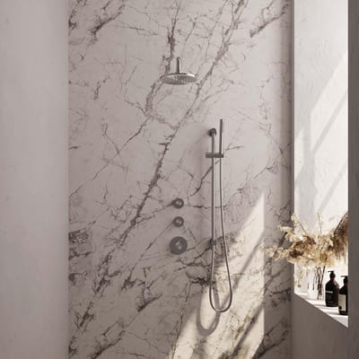 Brauer Brushed Edition Thermostatische Regendoucheset Inbouw - Hoofddouche 20 cm - Gebogen Wandarm - Handdouche Staaf - Doucheslang - Geintegreerde Glijstang - Rvs
