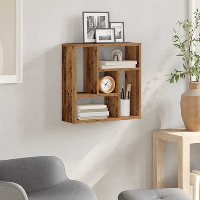vidaXL - Wandschap - 45x16x45 - cm - bewerkt - hout - oud - houtkleurig