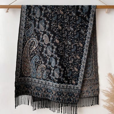 Écharpe Pashmina d'Hiver de Luxe pour Femmes Châles Brodés Cachemire Épais Ponchos Élégants Bufanda d'Extérieur 65X200cm gray
