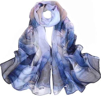 LIXIN Elegant Stijlvol Sjaal Dames - Kleur 3 - Hals sjaaltje 160x50 cm - Neksjaaltje - Dames nek sjaaltje - Pure zijde gevoel - Zijde Blend - Omslagdoek - Satijn Zijdezacht -  Bloemenprint - Dames accessoires