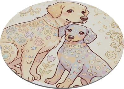 Muismat Hond Golden Retriever Puppy Kawaii Illustratie – Bureau Accessoires Pastel – Laptop Computer Decoratie – Origineel Cadeau voor haar: Vriendin & Collega – Schattige Honden Tekening – Mousepad Dieren Liefhebber Kleurrijk