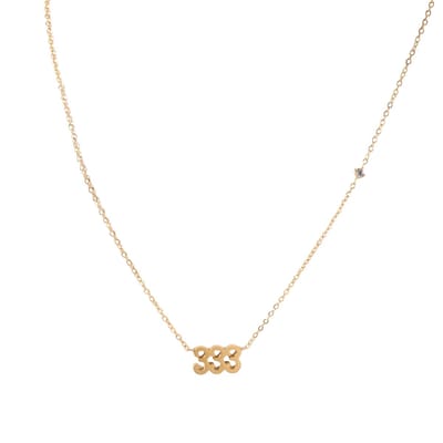 Plux Fashion 333 Ketting - Goud - 2mm/40cm + 5cm Verlengstuk - Sieraden - Angel Numbers - 333 Angel Number - Halsketting Dames Goudkleurig - Sieraden Cadeau - Angel Number Jewellery - Gouden Ketting Dames - Ketting Met Hanger - Roestvrijstaal