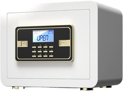 Kleine kluis - Elektronische kluis - Waardevolle spullen opbergen - Met noodsleutels - 38D x 28B x 28H cm - Wit
