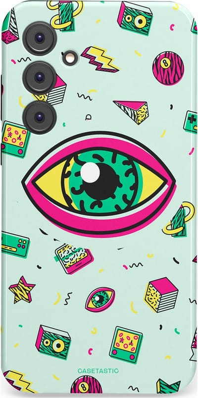 Casetastic Hoesje Geschikt voor Samsung A35 - Stijlvolle Beschermende Duo-layer Case - Retro 80s vibes