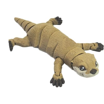 Mignon Modèle Loutre en PLA Jouet Couleur Unie Figurine d'Action Loutre Imprimée en 3D Figurine d'Animal Articulée Mobile Bureau marron clair