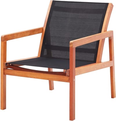 Tuinstoel Hout Textiel - Outdoor Stoel - Genieten Buiten - Weerbestendig Duurzaam - 1 Stuks - Zwart