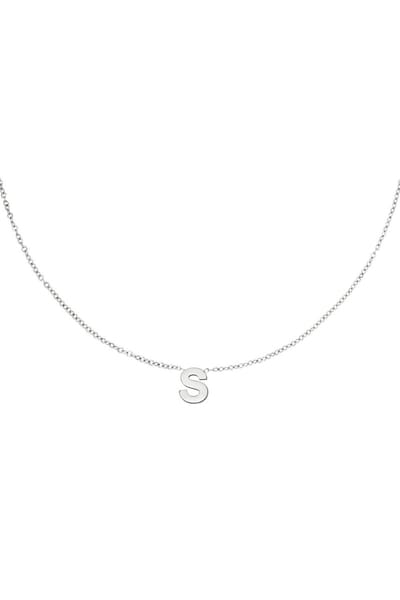 Edelstalen ketting initiaal S Zilver Stainless Steel