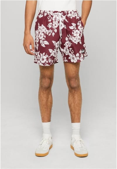 Urban Classics - Pattern Zwemshorts - S - Rood/Wit