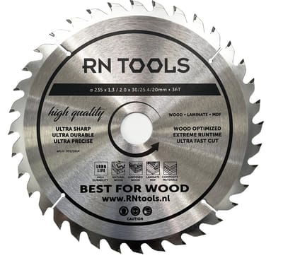 RNtools Cirkelzaagblad 235 mm - 36 tanden - voor Hout - Hardhout - Laminaat - MDF - Multiplex