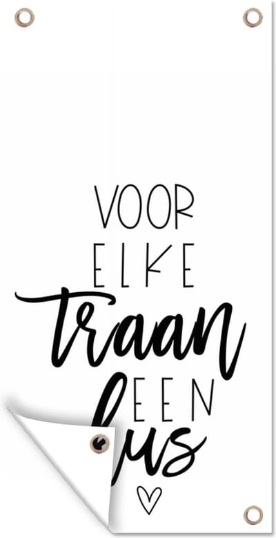 Schuttingposter Get well soon - Quotes - Zwart - Kus - 100x200 cm - Tuindoek