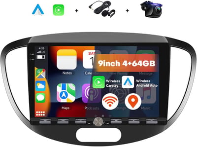 Boscer 2 Din Autoradio - Geschikt voor Hyundai i10 2008-2013 - Draadloos Apple CarPlay & Android Auto - Vernieuwd Bedieningspaneel - 9 Inch HD Touchscreen - Android 15 - 4+64GB - GPS - WiFi, Bluetooth & USB - Achteruitrijcamera & Microfoon
