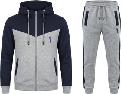 Hitman - Trainingspak Heren - Joggingpak Heren - Sportkleding Heren - Cadeau voor Man - Katoen - Grijs/Blauw - Maat S