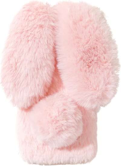Casies Bunny telefoonhoesje - Apple iPhone SE (2022 / 2020) / 8 / 7 - Roze - konijnen hoesje softcase - Pluche / Fluffy