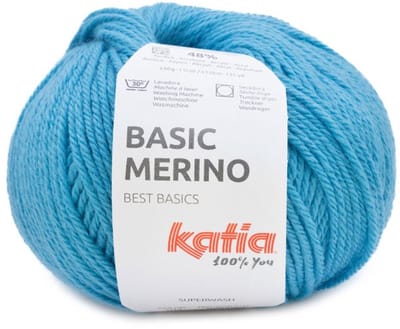 Katia Basic Merino - 104 cyaanblauw - Wol/Acryl Garen