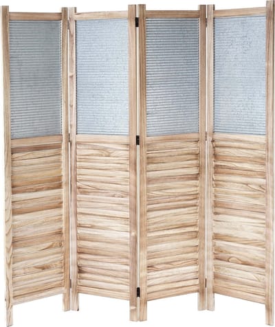 Kamerscherm MCW-D27, scheidingswand Spaanse muur privacy scherm, hout metaal 170x160x2cm