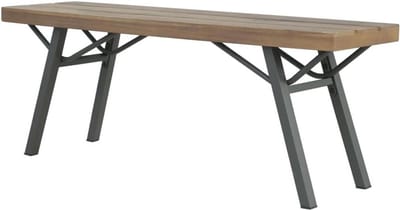 Tuinbank massief - Buitenbank hout - Genieten buiten - Stalen frame - 120 cm - Bruin