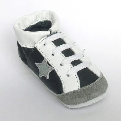 Aapie leren babyslofje Sport Washington - grijs - antislip - maat L