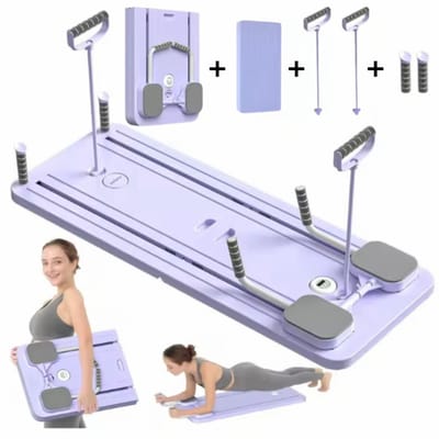 Vellano Pilates Board - Pilates Reformer - Reformer Board - Buikspiertrainer - Opvouwbare Pilates Set - 8 in 1 Board - Home Workout - Multi-functioneel Fitness Board - Paars