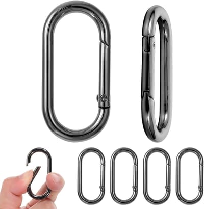 6 Stuks Oval Carabiner Snap Clips - Metalen Sleutelhanger, Trigger Snap O-Ring Haak en Stevige Ovalen Dog Tag Clips voor Tassen en Portemonnees