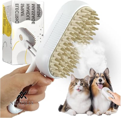 Nevolis 3-in-1 oplaadbare zelfreinigende stomende honden- en kattenborstel met spray multifunctionele verba langer 0mt/d/ers kattenverzorgingsborstel voor massages en behandelingen elimineert vliegend haar. .