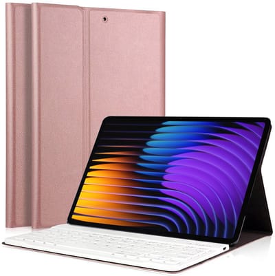 Hoes met toetsenbord geschikt voor Xiaomi Mi Pad 7 / 7 Pro (11.2 inch - 2025 - 7e Generatie) - Keyboard Book Case Cover Hoesje Rosegoud