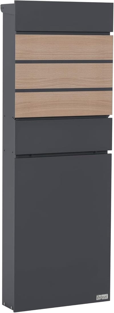 Brievenbus met krantenvak - Huisbrievenbus brievenpost - Post ontvangen - Roestvrij staal met houtprint