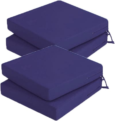 Dikke tuinkussens - Buiten kussens - Comfortabel zitten - Waterdicht en met banden - 45x45 cm 4 stuks - Blauw
