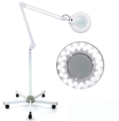 8x LED Vergrootlamp met Statief - 5 Dioptrieën - Professioneel Tafelvergrootglas voor Cosmetica en Hobby